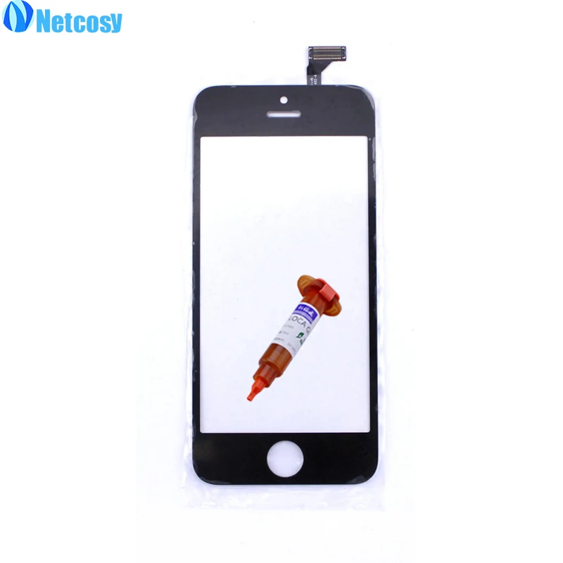Netcosy для iPhone 4 4G 4S 5G 5S 5C Переднее стекло объектив+ сенсорный экран дигитайзер панель Ремонт объектива для Apple+ 5 мл УФ клей сенсорный экран