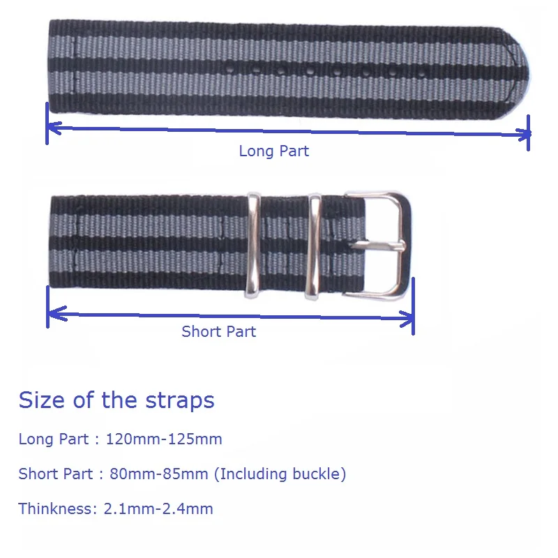 Buy 2 get 10% off) 18mm 20 mm 22mm 24mm Solid Black fabric Nylon watchband Watch Strap Bands Buckle nato Two-Parts buckle | Наручные часы