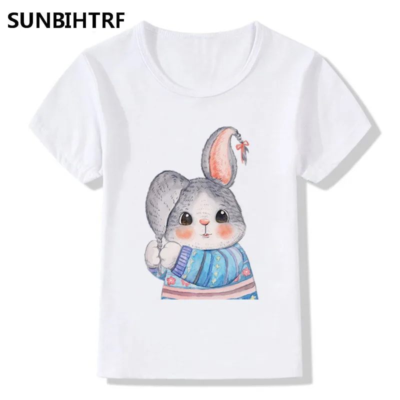 Детские Забавные футболки с единорогом и кроликом детские летние топы футболка