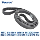 Ремень ГРМ POWGE HTD 5M, с зубьями 2525260026452670, ширина 152025 мм, 505, 520, 529, 534, HTD5M 2525-5 м, 2600-5 м, 2670-5 м