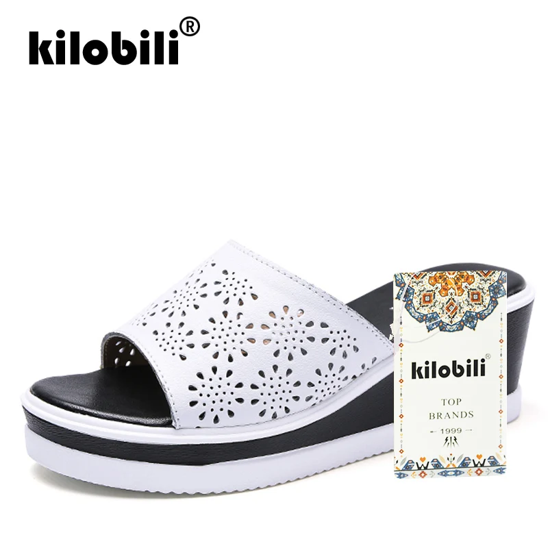 Kilobili/2019 женские шлепанцы Вьетнамки сандалии на плоской платформе Босоножки с
