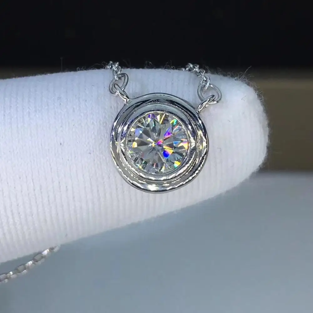 Круглый Серебряный Муассанит Подвески 1ct D VVS Роскошные Weding подвески для
