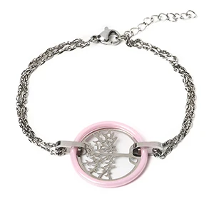 Pink Bracelet Брендовая дизайнерская подвеска "Древо жизни", браслеты для женщин, розовый, золотой, черный, белый, керамический браслет, ювелирное изделие, свадебный подарок - Окраска металла: Pink Bracelet