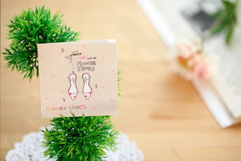 FLYDREAM случайный творческий карты мультфильм печати Мини приветствие складные