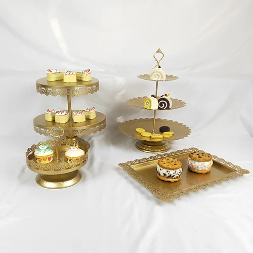4pcs gold Золотой белый торт стенд Свадебный кекс стенд набор стеклянный купол Кристалл конфеты бар инструменты для украшения торта Формы для выпечки Набор 3-19 шт - Цвет: 4pcs gold