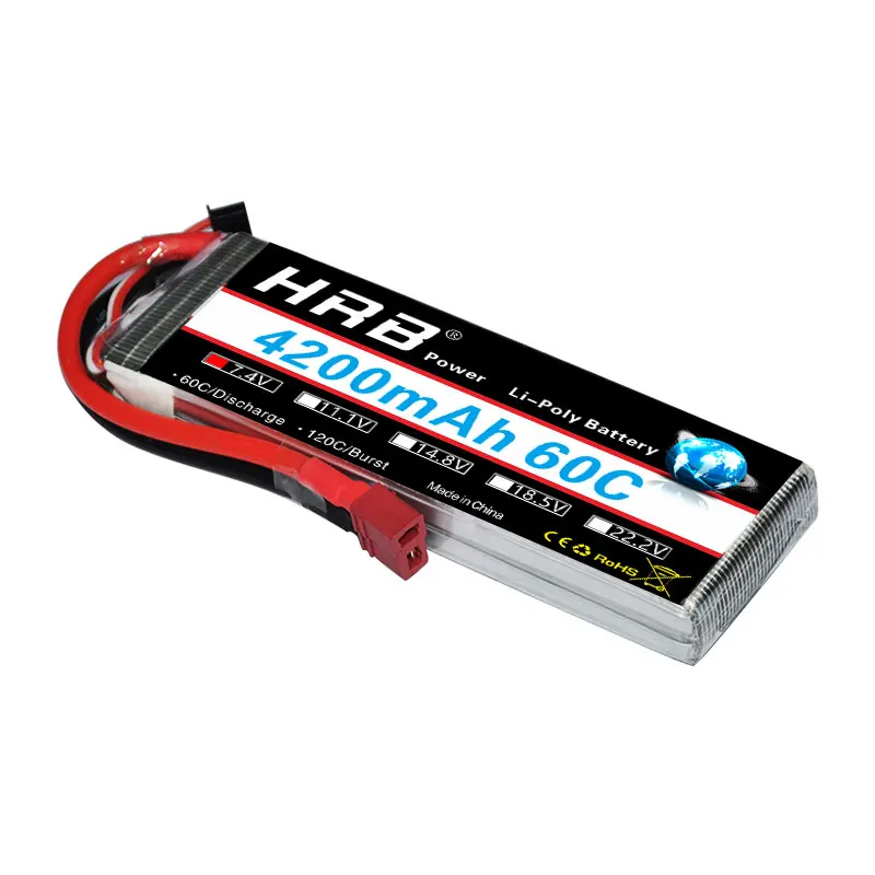 Аккумулятор hrb Lipo 2S 3S 4S 5S 6S 3,7 V 7,4 V 11,1 V 14,8 V 18,5 V 22,2 V 4200 мА/ч, 60C 120C Жесткий Чехол для автомобиль Traxxas 1/10 масштаб автомобиль Лодка