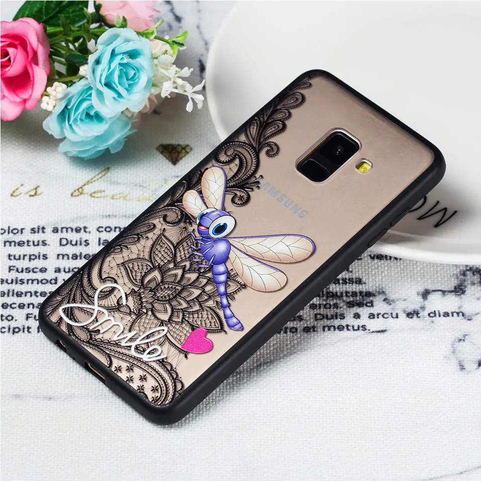 Phone Case For Samsung A3 A5 A7 2017 2018 Sexy Lace Floral Hard PC Galaxy A6 Back Cover A8 Plus Coque Capa |