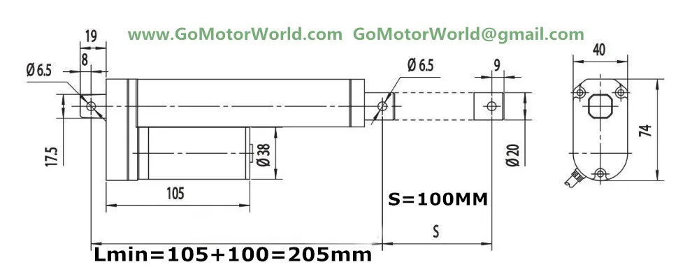 24V DC 100mm 4 inches stroke 900N 90KG 198LBS load 6mm/sec 0.24inch/sec speed mini heavy duty linear actuator LA10 type | Обустройство