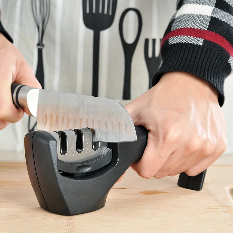 

Точилка для ножей, кухонный точильный камень, точильный камень для ножей, точильный керамический трехступенчатый шлифовальный камень, дома...