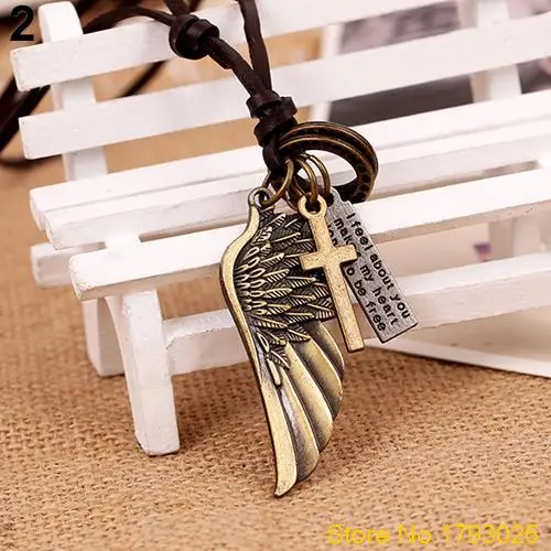 Винтаж Крыла Ангела Мужские Кожаные Античное Ожерелье Подвески 4U2D|antique necklace|necklace