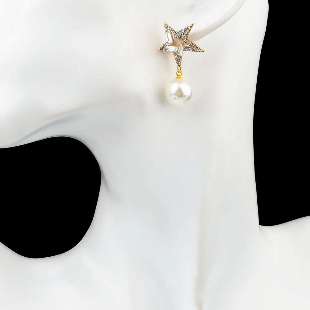 Серьги женские золотистые с кристаллами и звездами 2018|brand earrings for women|earrings womenearrings