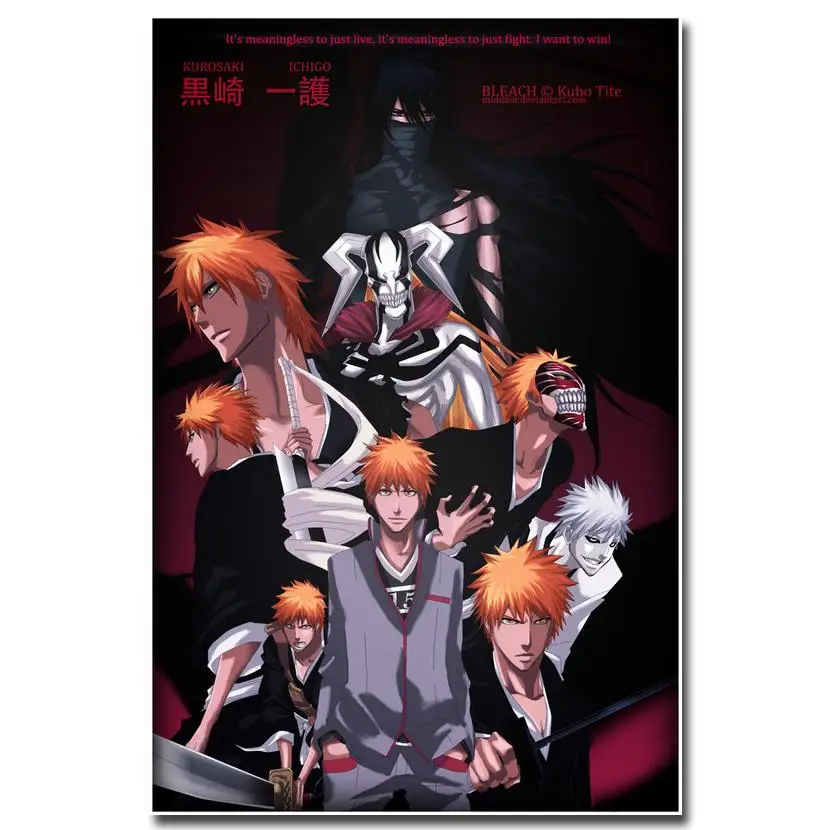NICOLESHENTING Bleach Kurosaki Ichigo пустотелая маска художественный Шелковый плакат печать 12x18