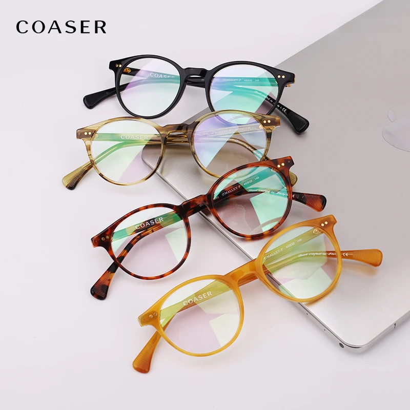 COASER, круглые винтажные ацетатные очки, оправа для женщин и мужчин, OV5318, очки для чтения по рецепту, оптические очки, компьютерные очки, прозрачные линзы