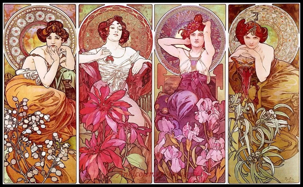 

Counted Cross Stitch Kits 14 ct Oil painting - Beauties with flowers