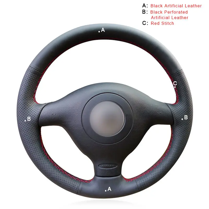 Artificial Leather Авто оплетка на руль Обложка для Volkswagen VW Golf 4 Passat B5 1996-2003 поло 1999-2002 Seat Leon 1999-2004 чехол для автомобиля - Название цвета: Artificial Leather