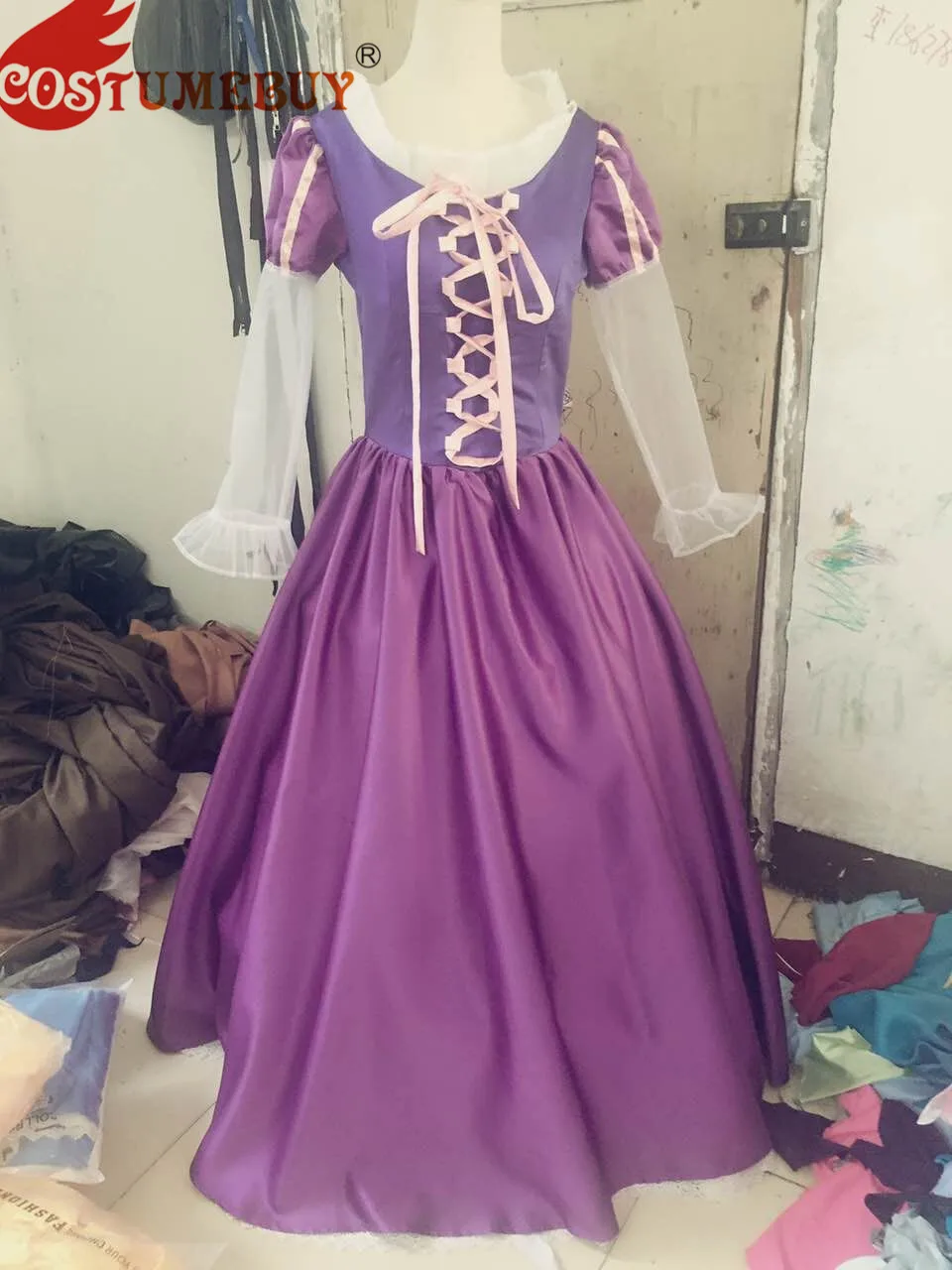 Costumebuy Рапунцель платье Хэллоуин костюмы для взрослых для женщин принцесса Рапунцель Костюм для косплея фиолетового цвета нарядное платье