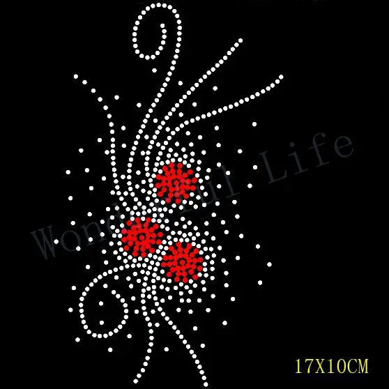 Бесплатная доставка стразы горячей фиксации красивый красный цветок с дизайном