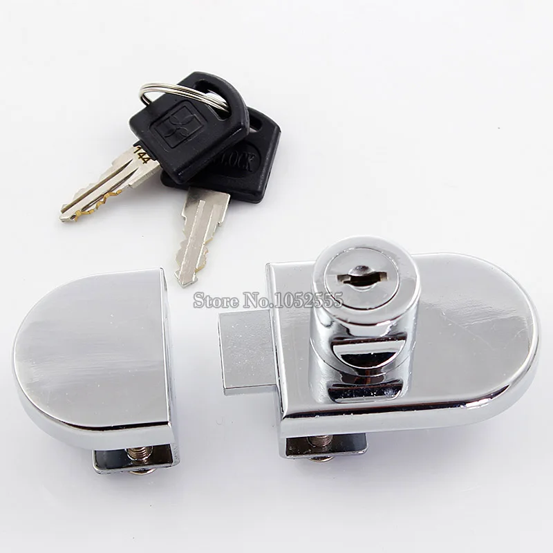 

Hot 10sets Double/Single Glass Cabinet Locks Shopping Mall Jewelry Showcase Display lock Telephone counter Lock Glass Door Locks