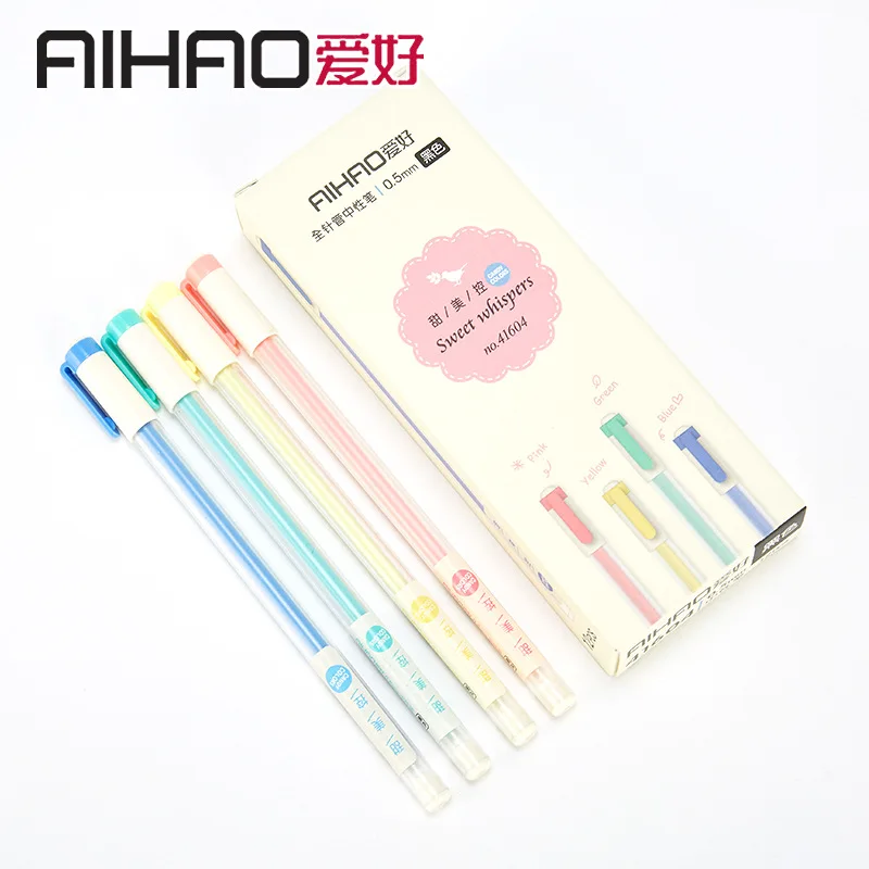 Набор гелевых чернил AIHAO 0 5 мм для школы и офиса 4 шт./лот бесплатная доставка 2019 |