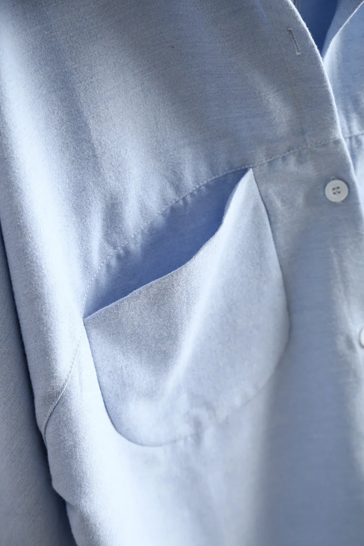 Блузка женская оверсайз с длинным рукавом и воротником карманами|Рубашки| |