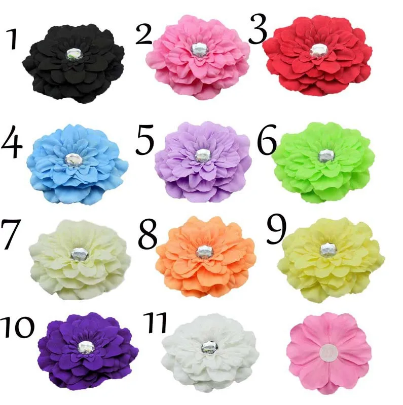 Wholesale 50pcs/lot Free Shipping Fashion Fabric Gerbera Peony Flowers Without Clips Hair Garment Accessories 13color TH91 |
