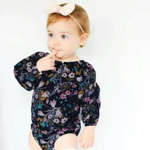 Цветочный комбинезон Pudcoco для новорожденных девочек с длинным рукавом маленьких