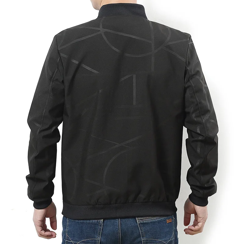 

2018 Spring and Autumn Men's Large Size Casual Business Gentleman Jacket Men's Striped Loose Black Jacket Size L-5XL 6XL 7XL