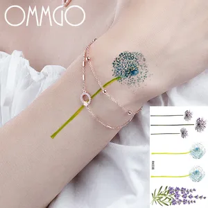 OMMGO Одуванчик Лаванда флеш временные татуировки наклейки на ногу запястье фальшивые татуировки фиолетовая лаванда Татуировка боди-арт Руки бумажные наклейки