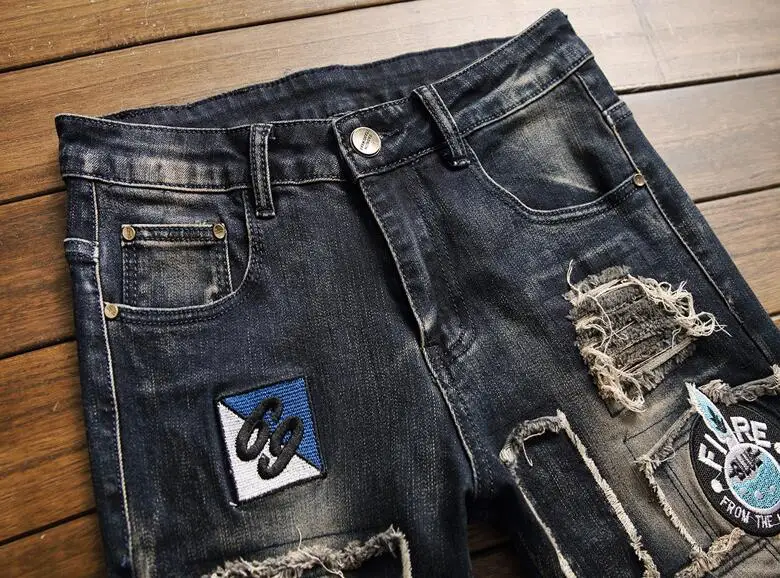 Мужские джинсы в стиле ретро оригинальный дизайн новый Европейский тренд штаны с