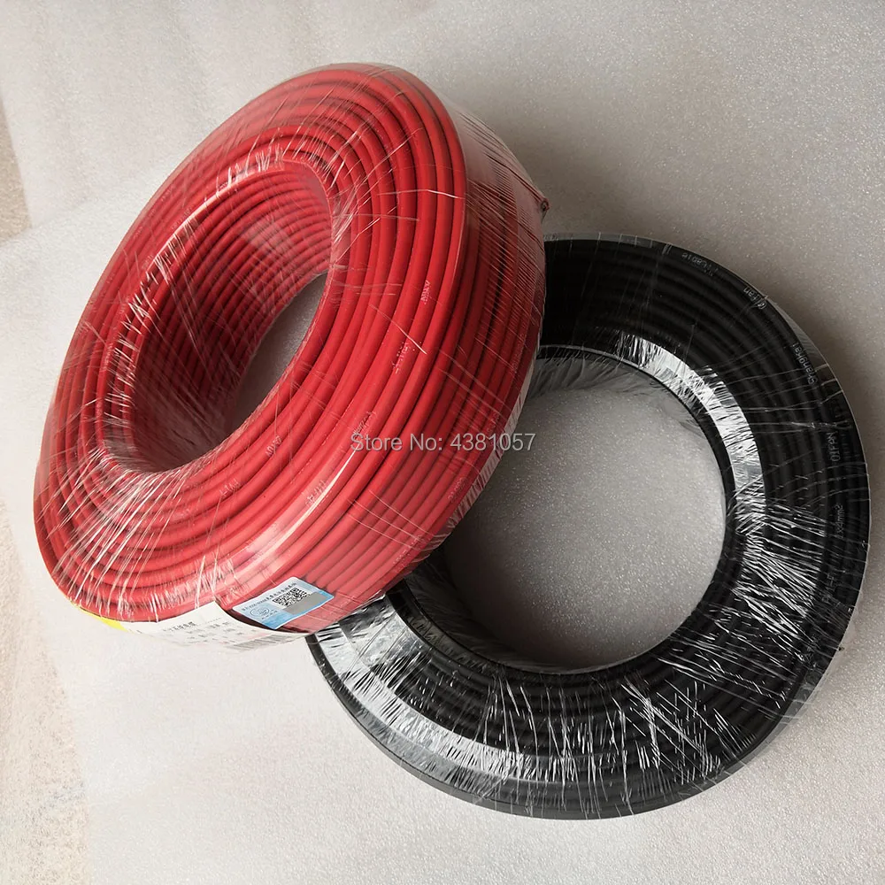 Кабель длиной 100 метров медный провод черный или красный кабель PV для солнечной