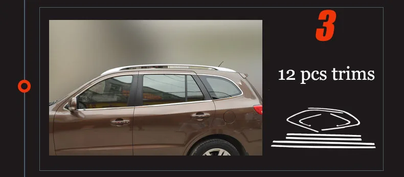 12 pcs trims Lsrtw2017 304 нержавеющая сталь окна автомобиля планки для Inokom santa fe 2006 2007 2008 2009 2010 2011 2012 hyundai santa fe - Название цвета: 12 pcs trims