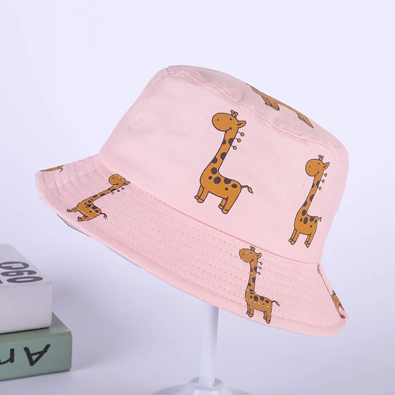Cotton Jirafa Print Sun Flat Bucket Hats Unisex Outdoor Beach Caps Korean Cartoon Lovely Giraffe For Photo YY162 | Аксессуары для