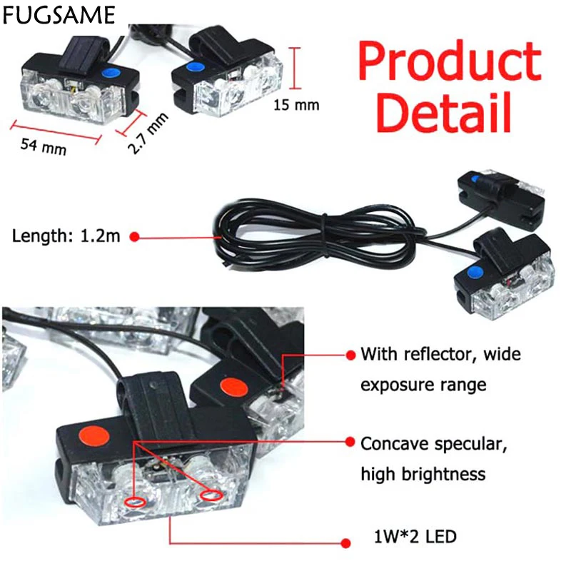 FUGSAME автомобиль 51035led мотоцикл вспышка стробоскоп предупреждение EMS полицейский