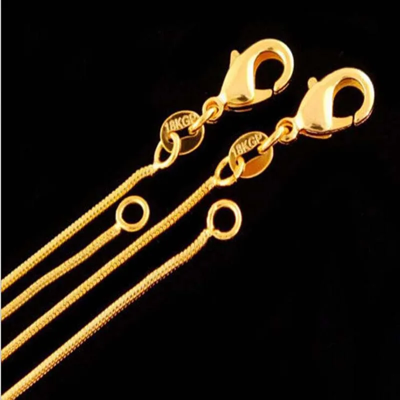 

Promotion! wholesale gold color chain necklace for pendant,Silver Color fashion jewelry Snake Chain 1mm Necklace 16 18 20 22 24"