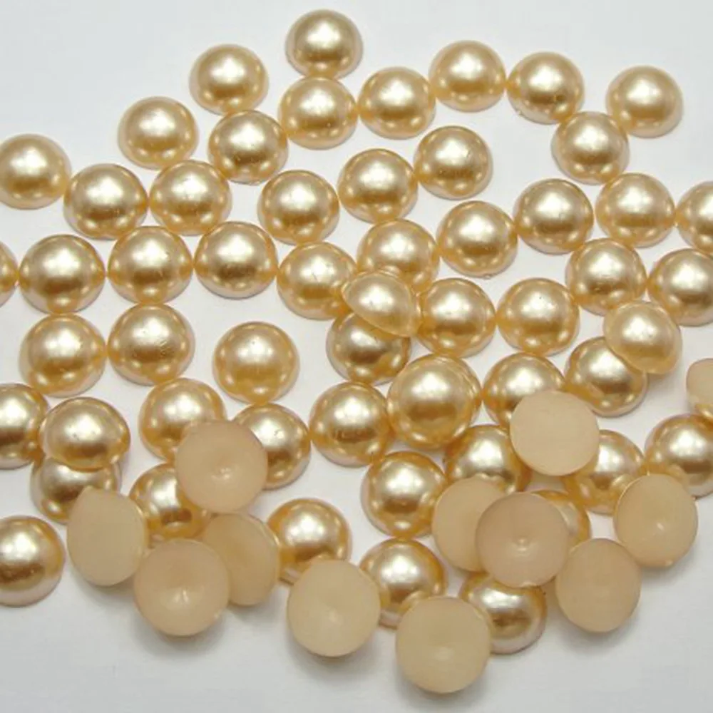 

100 Coffee Half Pearl Bead 12mm Flat Back Scrapbook Craft