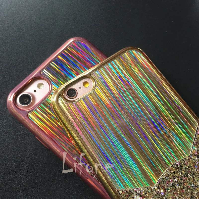 Kerzzil Shining Plating Laser Sequins Colorful Soft Case for iPhone 8 7 6 6S Plus Phone Silicone Cover Back |