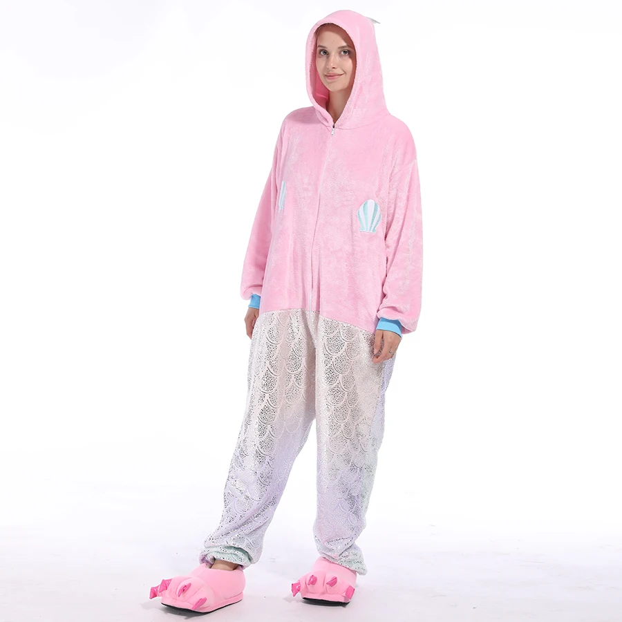 Kigurumi Onesies Cosplay men women animal Mermaid pajamas Halloween costumes dance Party hoodies carnival | Тематическая одежда и