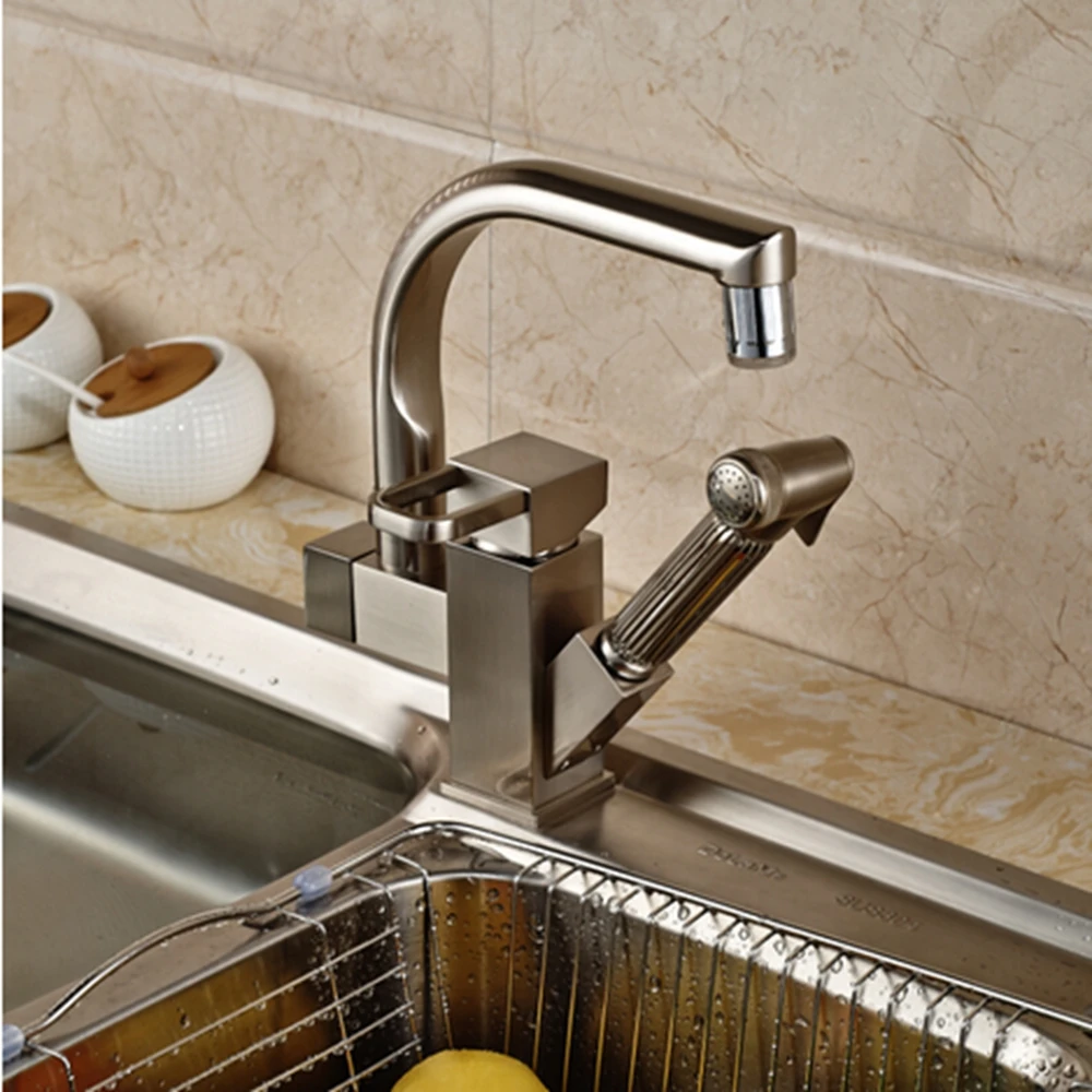 Светодиодный меняющийся кухонный кран из матового никеля на бортике сосуд