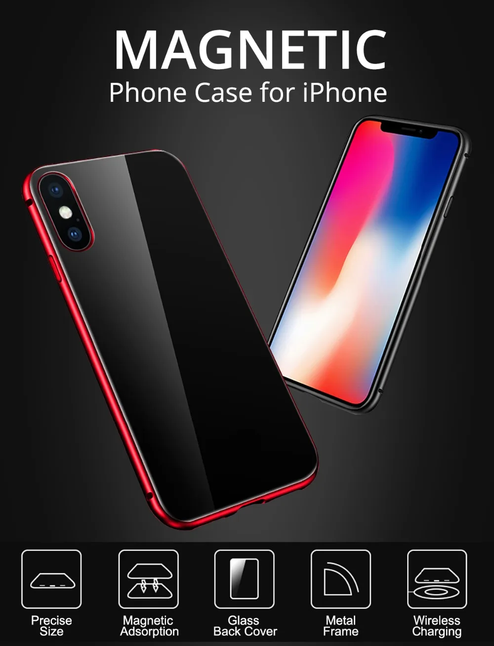 Магнитный чехол для телефона FONKEN для iPhone 6 6s Plus 7 8 Plus X XS MAX XR прозрачный Магнитный чехол Ультратонкий чехол для мобильного телефона
