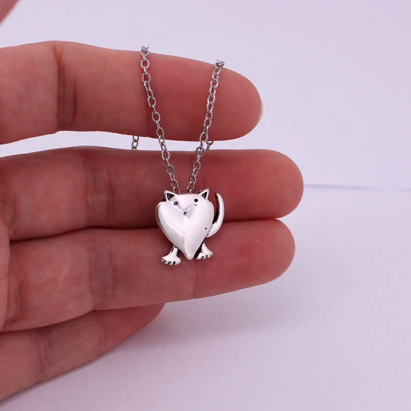 heart kitty cat pendant necklace gift jewellery | Украшения и аксессуары