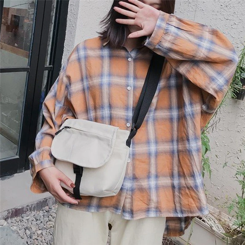 

Women Vintage Corduroy Canvas Bag Simple Fashionable One Shoulder Buckle Messenger Bag Solid Color Casual Bolsas Feminina