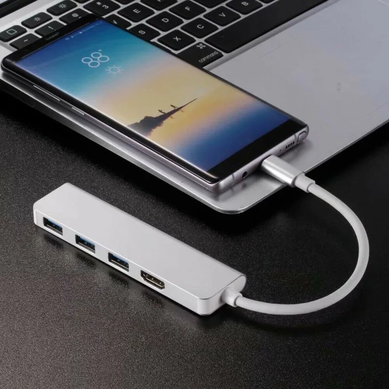 USB 3.0 Type C на 4K HDMI + 3 порта 1 концентратор адаптер конвертер до 5 Гбит/с скорость для