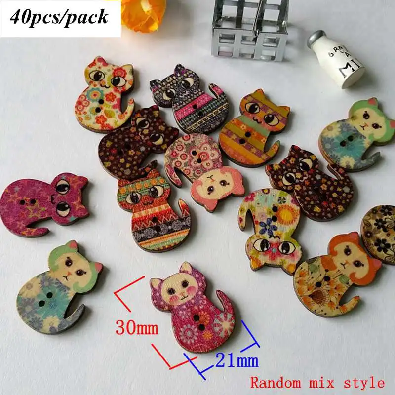 Style 11 40pcs 20-50 шт красочные 2 отверстия деревянные Кнопки для скрапбукинга ремесла DIY Детские аксессуары для шитья одежды декоративные пуговицы L-1 - Цвет: Style 11 40pcs