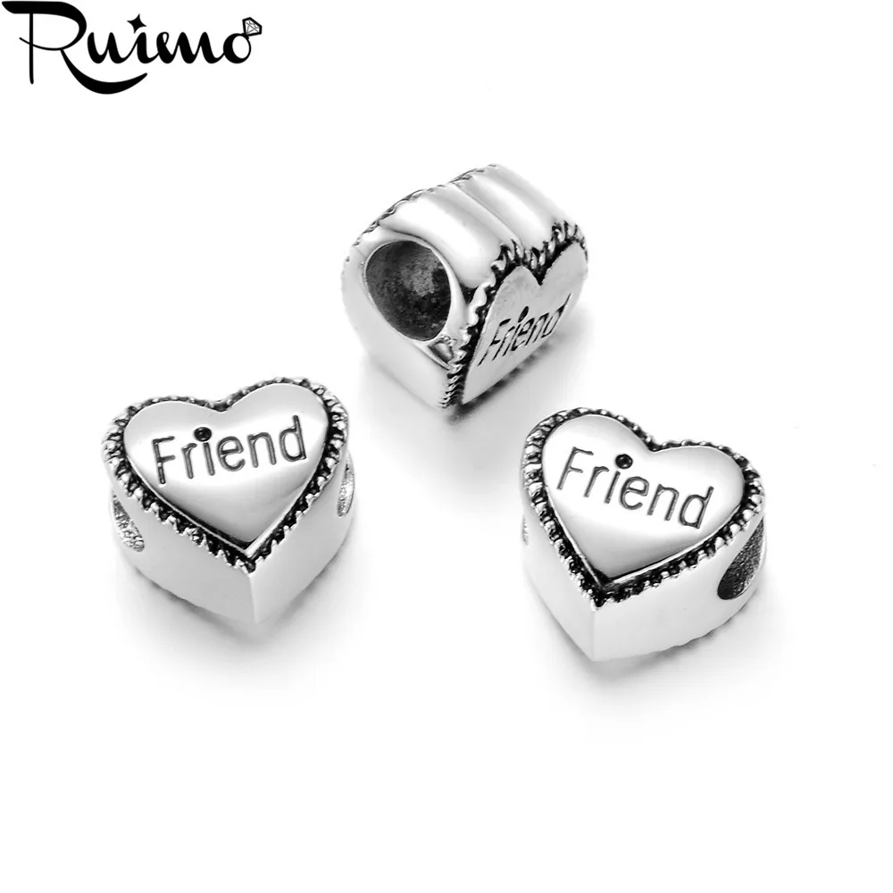 RUIMO распродажа полированные бусины из нержавеющей стали 316L с надписью Love Heart