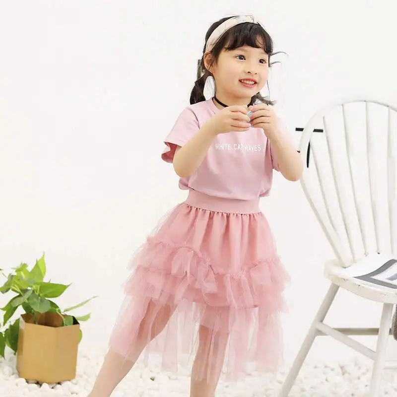 Костюм для девочек Новинка лета 2021 модная детская блузка с коротким рукавом и