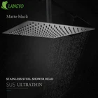 Ультратонкая насадка для душа из нержавеющей стали, квадратный черный цвет, 2 мм 16 дюймов, настенное и потолочное крепление для ванной комнаты