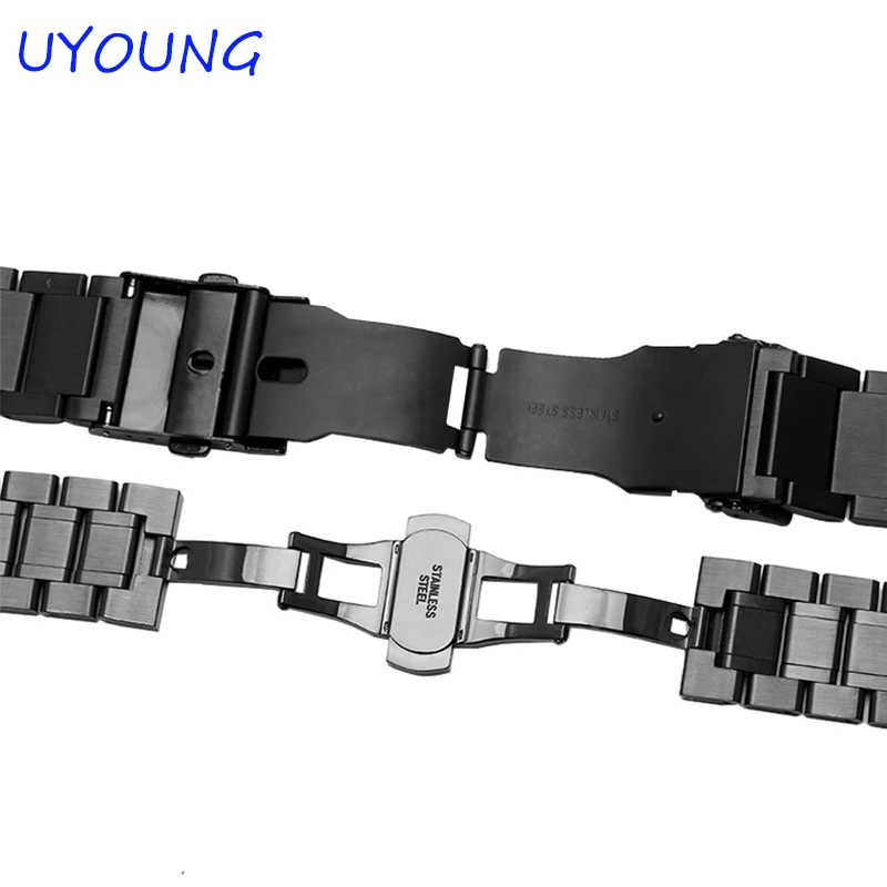 

For Samsung Gear S2/S3 smart wristband qiality solid stainless steel watchband 20mm 22mm black silver metal bracelet