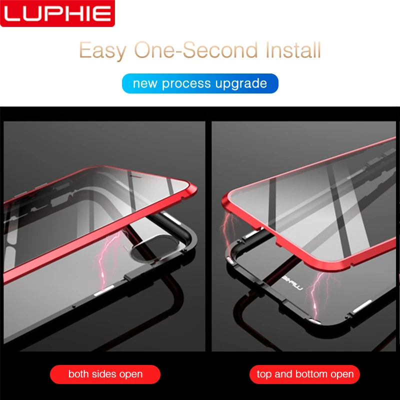 360 Degree Full Magnetic Case For iPhone XR X XS Max 8 7 Plus Cover Front Back Glass Magnet | Мобильные телефоны и