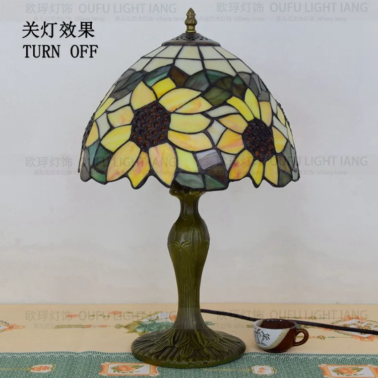 Настольная лампа с подсолнухами 12 дюймов E27 110 240 В|table lamp|stained glass lamptiffany table lamp |