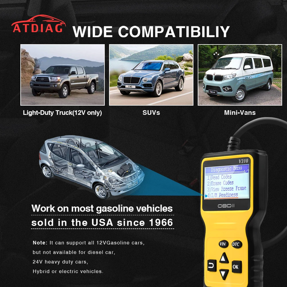 Автомобильный сканер V310 считыватель кодов двигателя Датчик OBD 2 автомобильный